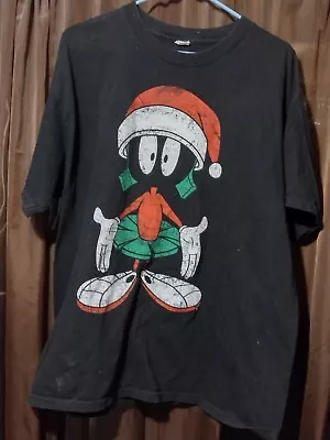 Looney Tunes Throwback Marvin The Martian Distressed Black T Shirt Size XL Maybe • $0.99