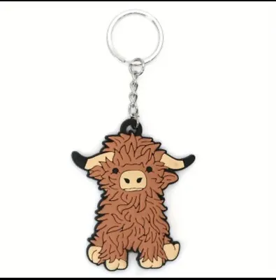 Cute Highland Cow Charm Key Chain Creative Cartoon Animal Car Key Pendant Etc • £3.95