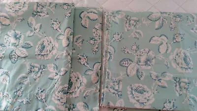 Vintage Meadowland Full Flat Sheet & Matching Standard Pillow Shams-Cotton-Aqua • £173.71