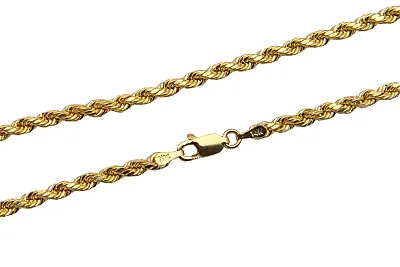 14K Yellow Gold 1.5mm-4mm Italian Rope Chain Pendant Necklace Mens Women Hollow • $269