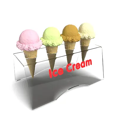 £13.95 • Buy Ice Cream Cone Stand Holder For 4 Cones With Ice Cream Text