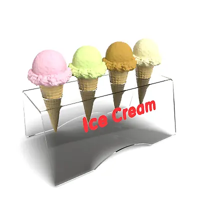 Ice Cream Cone Stand Holder For 4 Cones With Ice Cream Text • £14.95