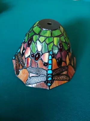 Stained Glass Lamp Shade Tiffany Style Dragonfly Small Bell Dragonflies Vtg Art • $29.99