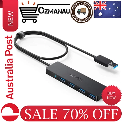 $29.49 • Buy NEW Anker 4-Port USB 3.0 Hub Ultra-Slim Data USB Hub With 2 Ft Extended Cable AU