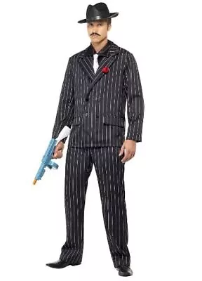 NEW Black Zoot Suit Gangster Vintage - Men's Halloween Fancy Dress Costume  • £31.99