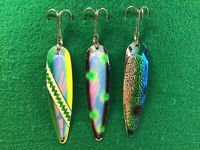 3 ADVANCED TACKLE MICHIGAN STINGER MAGNUM SPOONS 4 3/4” GLOW/UV CleanLot 1 • $15