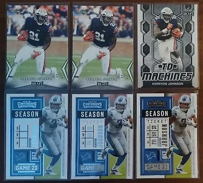 (6) Kerryon Johnson NFL Card Lot *3 Rookie RC* Auburn Tigers Detroit Lions • $3.99