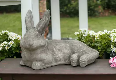 Lying Rabbit With Split Ear Statue Concrete Bunny For Garden Easter Decor 9  • $104