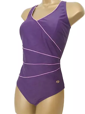 Purple / Pink Naturana Wrapover Effect Swimsuit Size 36c Swimwear • £2.99