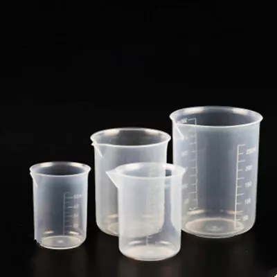 4X Durable Measuring Jug 50-500ml Plastic Laboratory Beaker Liquid Cup Kitchen • £5.78