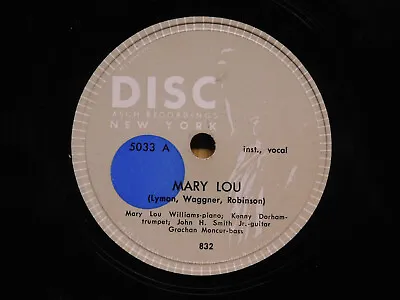 Mary Lou Williams Jazz 78 Mary Lou Bw Kool On Disc Records • $15