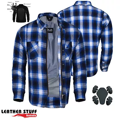 Mens Biker Motorcycle Shirt Lined With Kevlar CE Armour Lumberjack Rider Jacket • $149.99