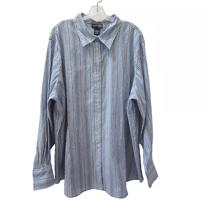 VENEZIA White Blue Gray Striped Long Sleeve Button Down Shirt Sz 26 28 • $9