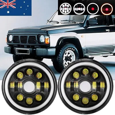 Pair 200W 7 Inch LED Headlights Hi/Lo Beam For Nissan Patrol MQ GQ Y60 Maverick • $94.89