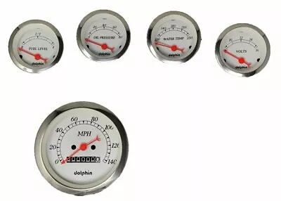 5 Gauge Set Dash Street Rod Hot Rod Universal  Mechanical White • $180