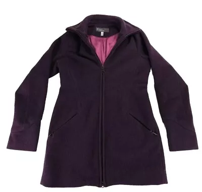 Ibex USA Merino Wool Silk Lined Embroidered Purple Zip Coat Jacket Womens Small • $149.56