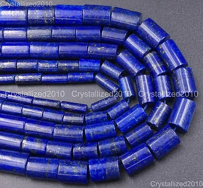 Natural Lapis Lazuli Gemstone Tube Spacer Loose Beads 4mm 6mm 8mm 10mm 15.5  • $8.98