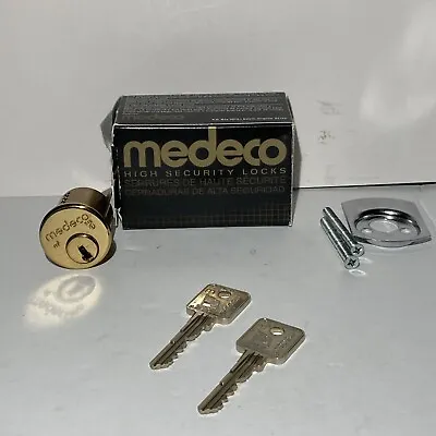 Medeco High Security Locks 1 1/8” Inch Rim Cylinder Lock Polished Brass W/ Keys • $64.99