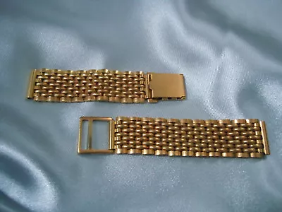 NOS 16mm Vintage 100% Stainless Steel Gold Colored Watch Band • $29.50