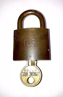 Small Vintage Brass American USA Navy Pad Lock With Key • $12