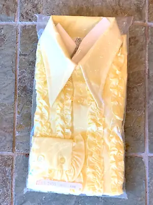 1970s Large Yellow Ruffled Tuxedo Shirt DEADSTOCK! Vintage Prom! 16-161/2 • $55
