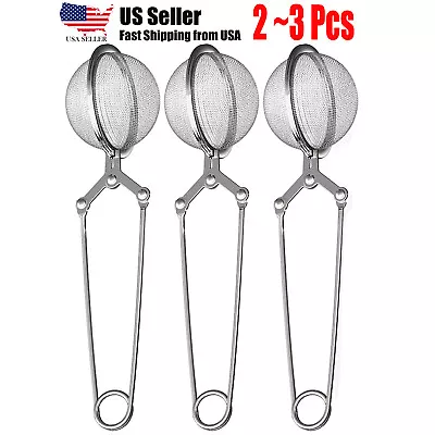 Tea Ball Strainer For Loose Leaf Tea Long Handled Mesh Snap Ball Tea Infuser • $7.95