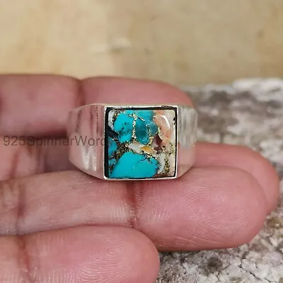 Oyster Copper Turquoise Ring  925 Sterling Silver Band Handmade Gift Ring  SK50 • $14.61