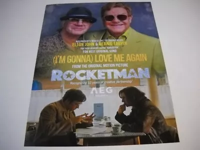 ELTON JOHN & BERNIE TAUPIN Congrats ROCKETMAN A.A. Nom. #2 2020 Promo Poster Ad  • $9.95