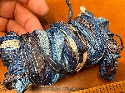 Curly Ribbon Hand Dyed Trim 1/4  Rayon Metallic Thread 3yds Made In USA • $5.79