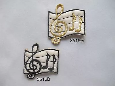 #3516 BlackGolden Musical Notes G Clef Eighth Music Scale Applique Patch • $2.99