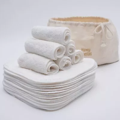 25 Pieces Reusable Bamboo Baby Wipes Wash Cloth Flannel Face Cloths - 19 Cm X 19 • £15.95