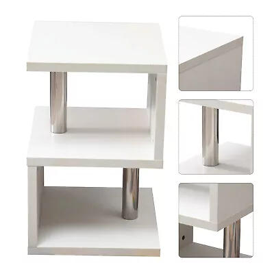 High Gloss LED Light Coffee End Table Furniture S-Shaped For Living Room Bedroom • $59