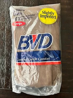 New Vintage BVD Mens Briefs Large Sz 36 Brown 3 Pack Underwear Sealed Army 1992 • $27.99