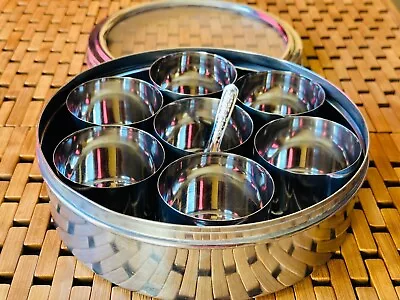 See Through  INDIAN SPICE BOX STAINLESS STEEL MASALA DABBA 7 Compartment • $30