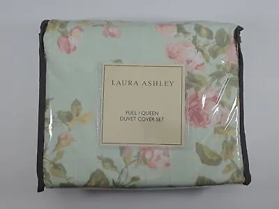 Laura Ashley Full/Queen Duvet Cover Set - Madelynn - Mint Green Roses Floral • £106.05
