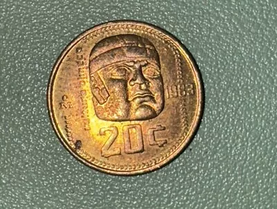 Mexico 20 Centavos 1983 Olmeca Culture 20mm Bronze Coin Km491 AU • $2.75