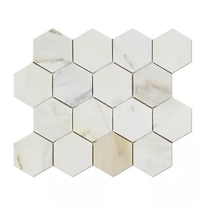 Calacatta Gold (Italian Calcutta) Marble 3 Inch Hexagon Mosaic Tile • $9.50