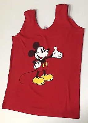 Mickey Mouse Tank Top Adult Medium Red Made In USA Vintage • $15
