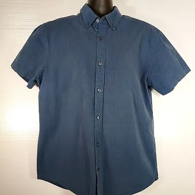 GAP XL Blue Men's Shirt Short Sleeve Slim Fit Stretch Soft Poplin ECU • $14.65