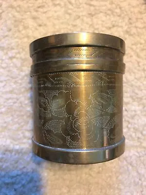 Antique Chinese Brass Cigarette Round Box Marked CHINA 3 H X3 D • $49.99