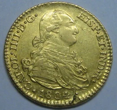 1804 Madrid 2 Escudos Charles Iv Spain Gold Doubloon Spanish Colonial Era  • $599