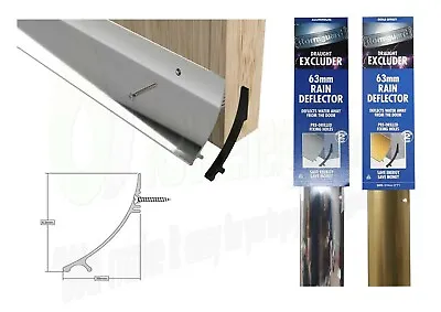 Door Rain Water Weather Deflector Bar Drip Board UPVC Timber Guard Metal 63mm • £24.59