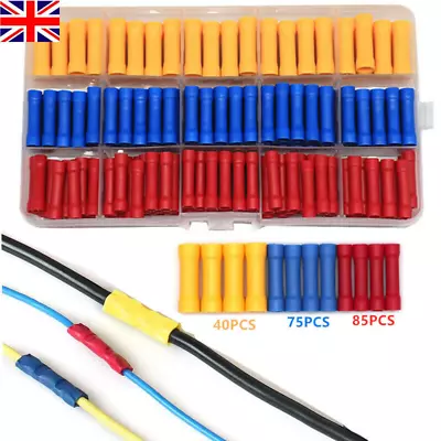 200Pcs Insulated Straight Butt Connectors Electrical Crimp Terminals Wire Cable • £3.98