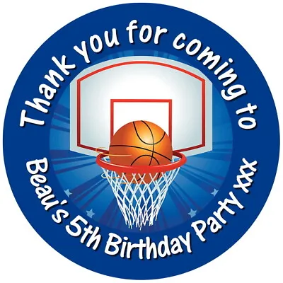 £2.60 • Buy  Personalised Gloss Basket Ball  Party Bag Labels, Sweet Cone Stickers 