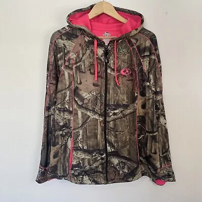 Y2K Mossy Oak Full Zip Hoodie Sweatshirt  Womens Pink Camo Camouflage XL Hooded • $34.99