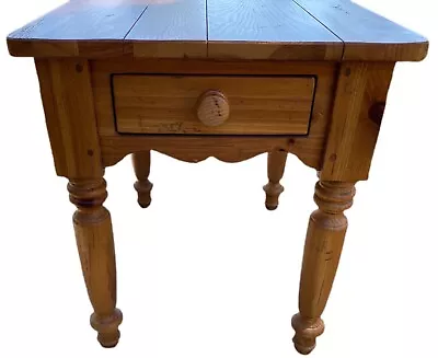 $329 • Buy Ethan Allen End Table Farmhouse Weathered Distressed Pine Collection Drawer