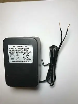 12V 2A 2000mA AC-AC Adaptor Transformer Power Supply With 2 Bare Wires • £18.99