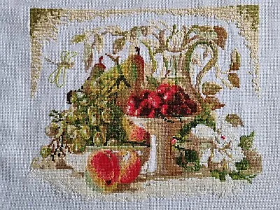 Venetian Art Bowl Of Fruit Cross Stitch Completed • £19.50