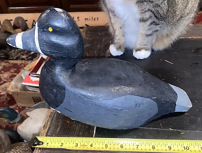 Antique Vintage Old Wooden Black Duck Decoy Swivel Weight Maine • $99