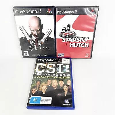 X3 Sony Playstation 2 Crime Game Bundle Hitman CSI Starsky Hutch PAL • $39.95